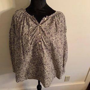 Universal Threads Gray/Black Floral Peasant Blouse Size L